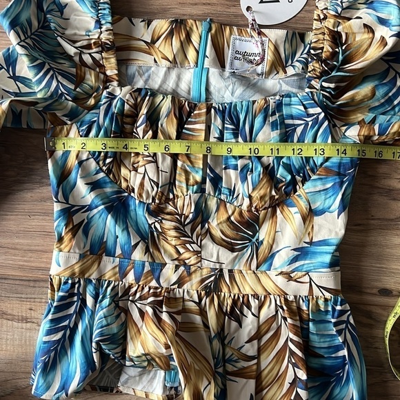 Autumn Adeigbo Catira Top Blue Palm Print Size 6 Ankara African NWT - Picture 11 of 15